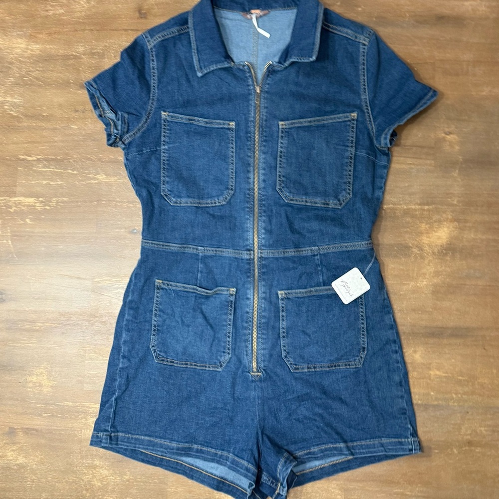 Free People denim short romper